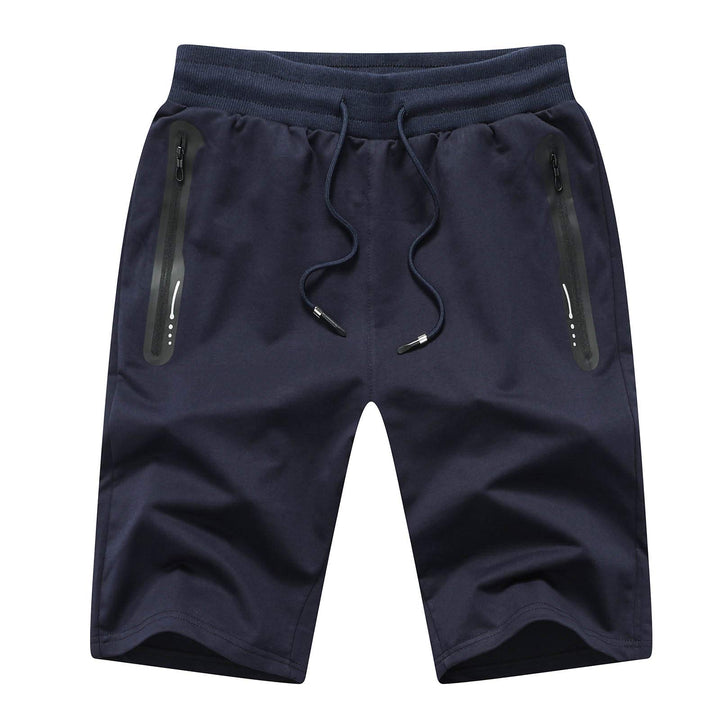 JustSun Sport Shorts Kurze Hosen Herren Baumwolle Mit ReissverschlussTaschen S Blau, S Blau