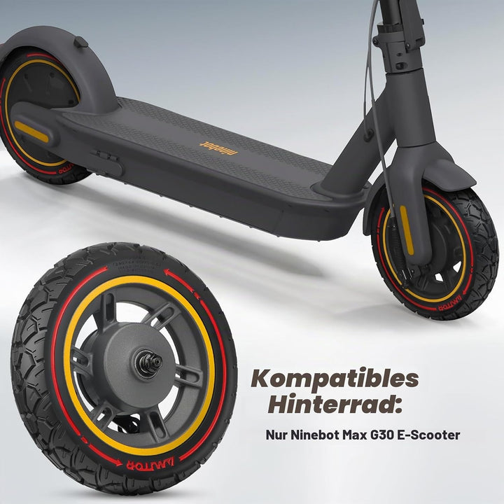 für Ninebot MAX G30 Vorderrad Komplettrad mit 60/70-6.5 Reifen Vollgummi, All-in-One 10x2.50-6.5 Vol