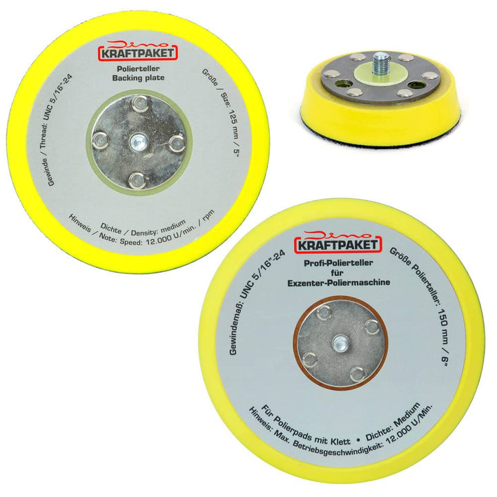 Dino KRAFTPAKET Bundle 75mm + 125mm + 150mm Stützteller mit 5/16-24 Gewindemass, Polierteller mit Kl