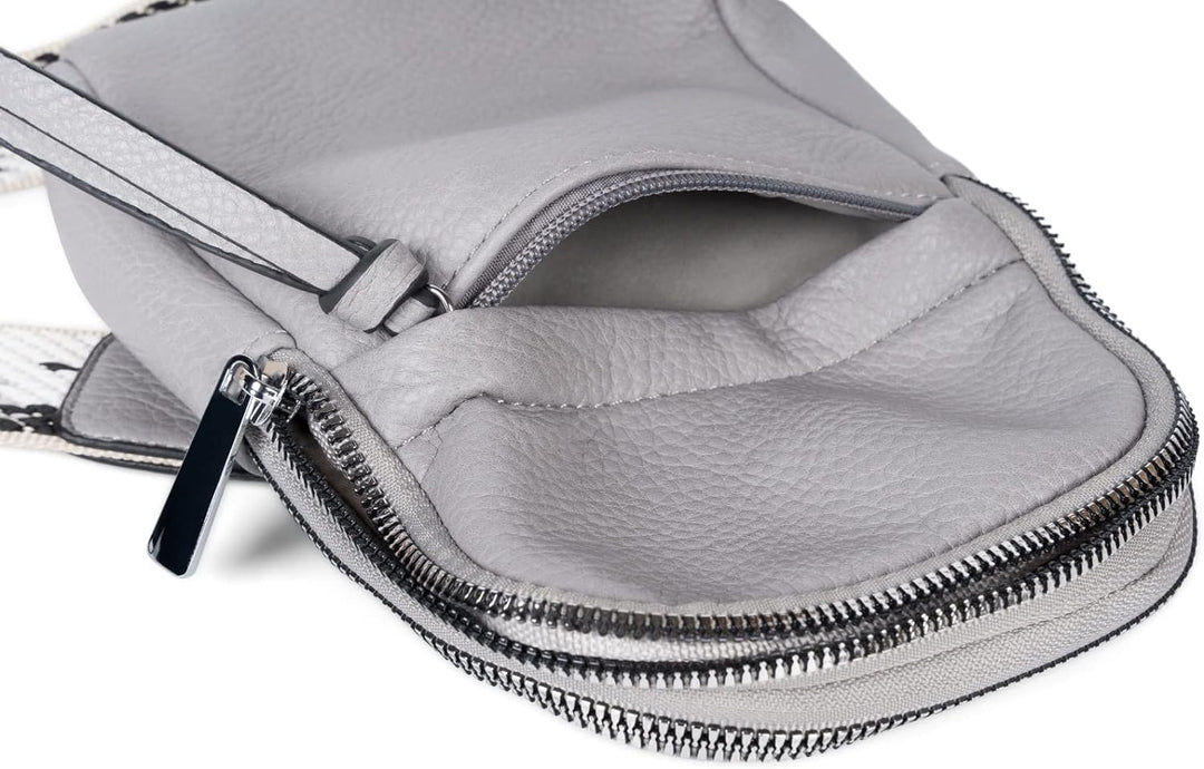 styleBREAKER Damen One Shoulder Rucksack, gemusterter Schultergurt, Einfarbige Crossbody Bag, Cityru