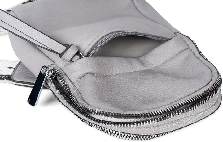 styleBREAKER Damen One Shoulder Rucksack, gemusterter Schultergurt, Einfarbige Crossbody Bag, Cityru