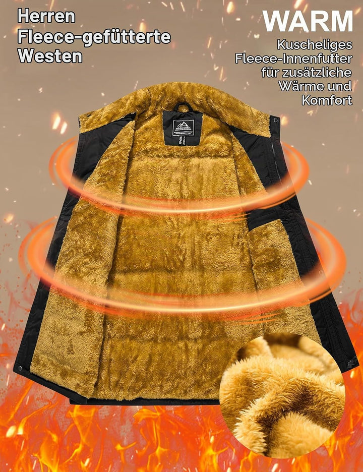 MAGCOMSEN Winterweste Herren Gefüttert Outdoor Weste Warme Fleeceweste Freizeit Ärmellos Jacke Therm