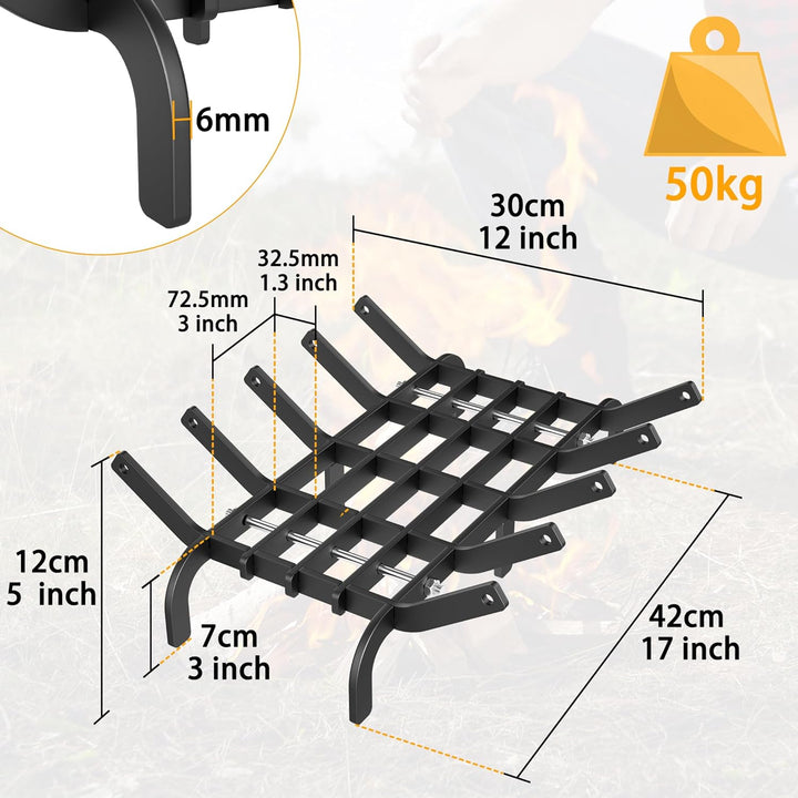 NAIZY Kaminrost Kohlenstoffstahl 42cm Feuerrost für Kamin Feuerbock Holzregal Multfunktional Holzros