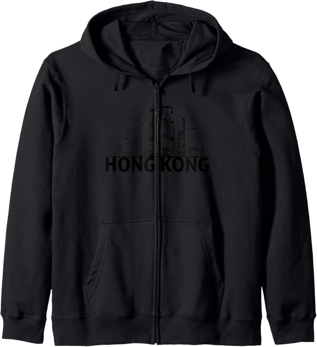 Hongkong China City Skyline Silhouette Outline Sketch Kapuzenjacke