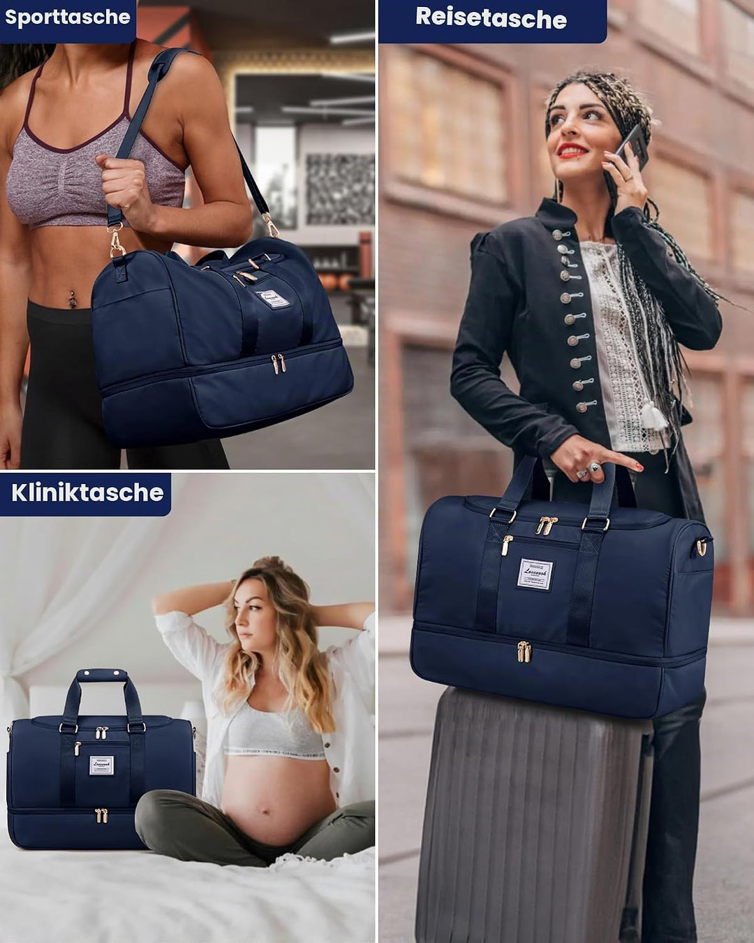 LOVEVOOK Sporttasche Reisetasche Gross, 50L Weekender Travel Duffel Bags mit Kulturtasche, Schuhfach