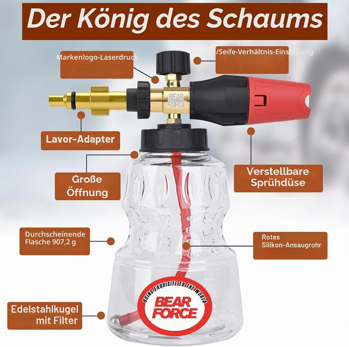 BEAR FORCE Hochdruckreiniger Schneeschaumlanze kompatibel für Lavor Wash Lidl, Vax, Parkside, Sterwi