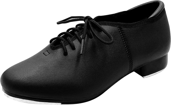 s.lemon Schwarz Leder Tapschuhe Volle Sohle Oxford Steppschuh für Damen Männer Kinder 28 EU Schwarz,