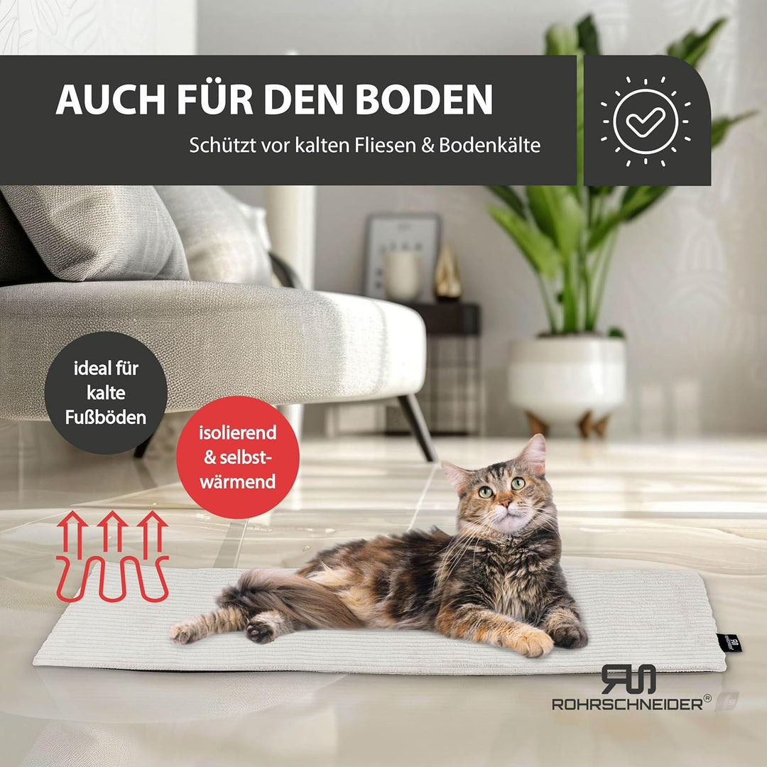 Rohrschneider Katzen Fensterliege | selbstwärmende Katzendecke | Made in EU | Katzenkissen mit Rutsc