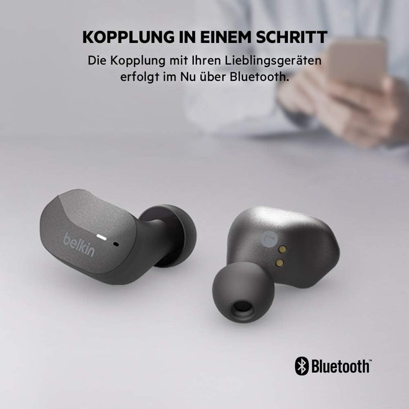 Belkin SoundForm True Wireless In-Ear-Kopfhörer (Bluetooth-Ohrhörer für iPhone, Geräte von Samsung u