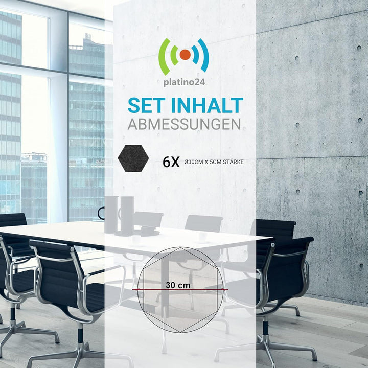 platino24 Schallabsorber COLORE aus Basotec G+ I Akustikpaneele mit Akustikfilz I Wand-Paneele mit 6