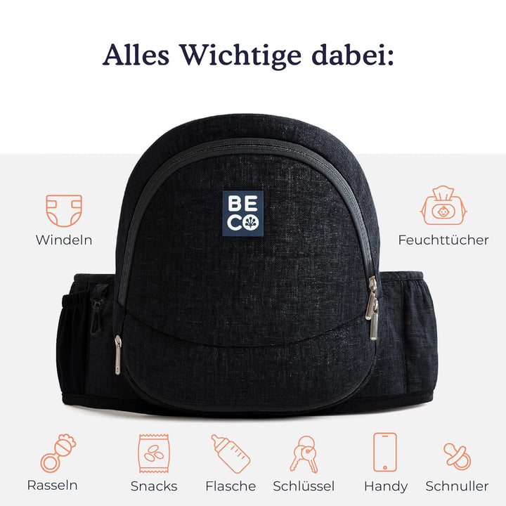 Beco Gemini Hüftsitz Babytrage – 4-in-1 Ergonomische Kindertrage für Neugeborene & Kleinkinder (0-36