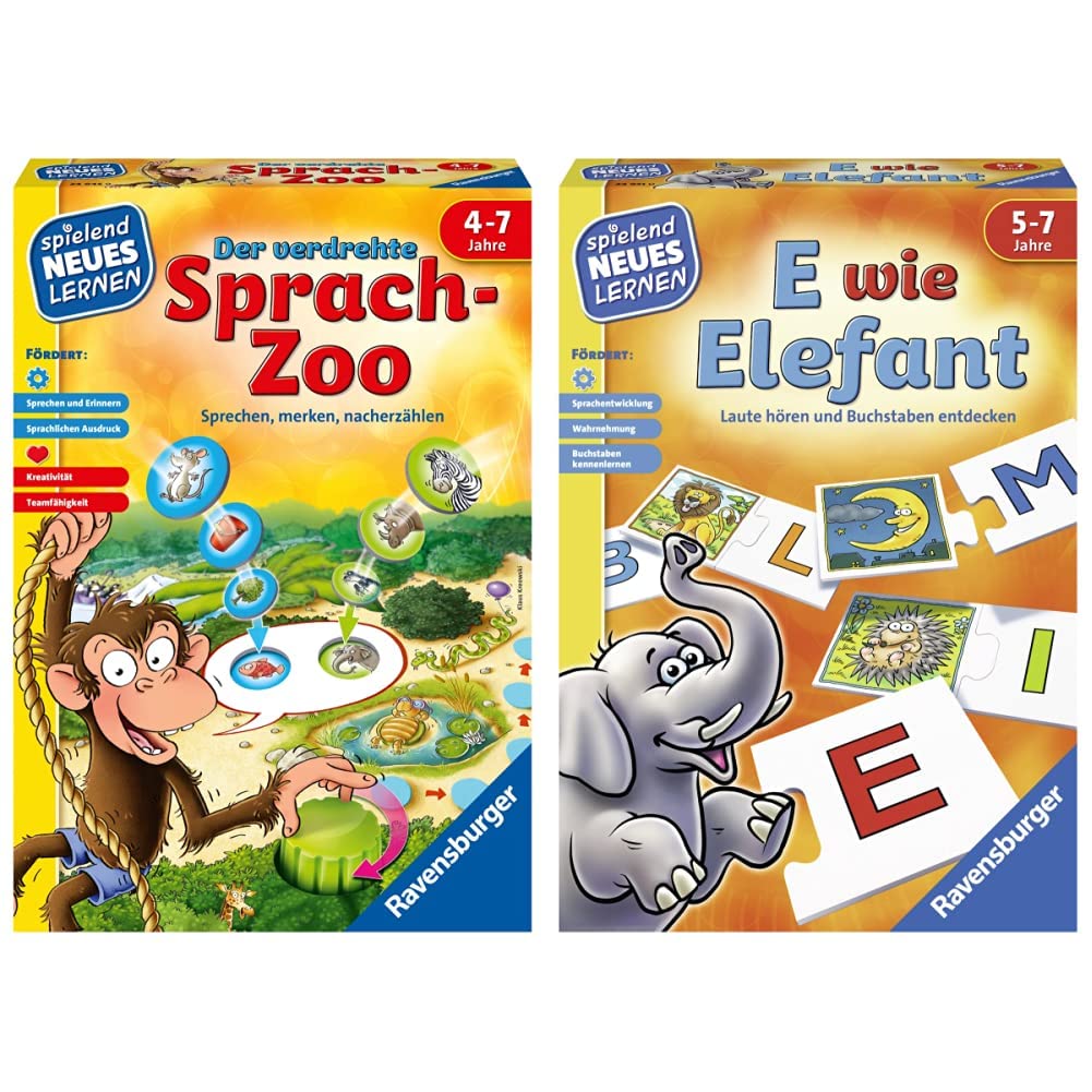 Ravensburger 24945 - Der verdrehte Sprach-Zoo - Spielen und Lernen für Kinder, Lernspiel für Kinder