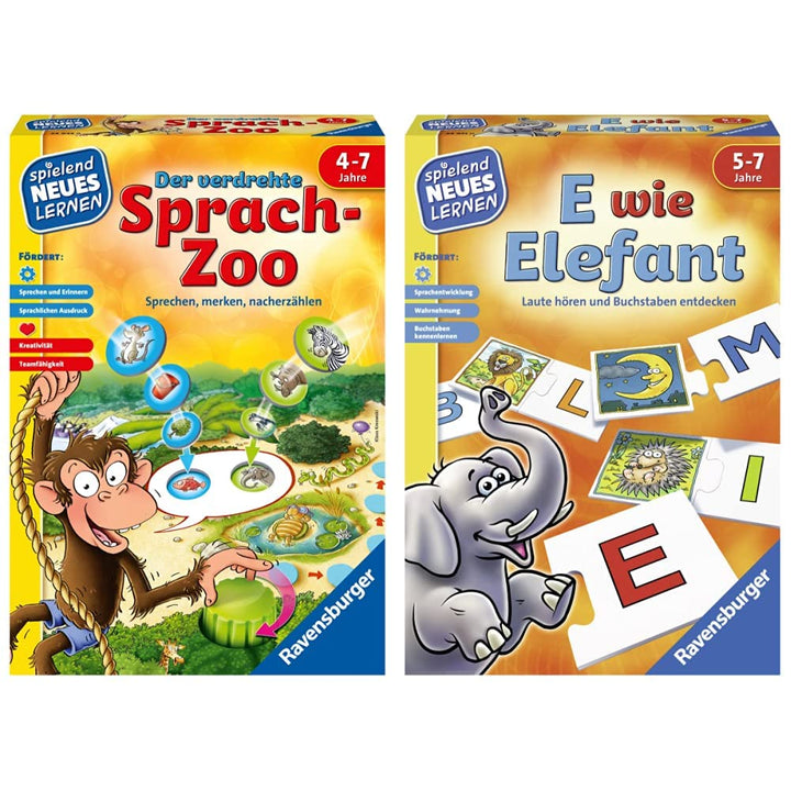 Ravensburger 24945 - Der verdrehte Sprach-Zoo - Spielen und Lernen für Kinder, Lernspiel für Kinder