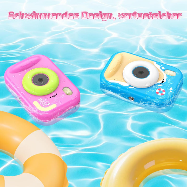 Kinderkamera, 1080P Unterwasserkamera Kinder mit 2,4 Zoll Bildschirm, 32GB-Karte, Notfall-LED-Blitz,