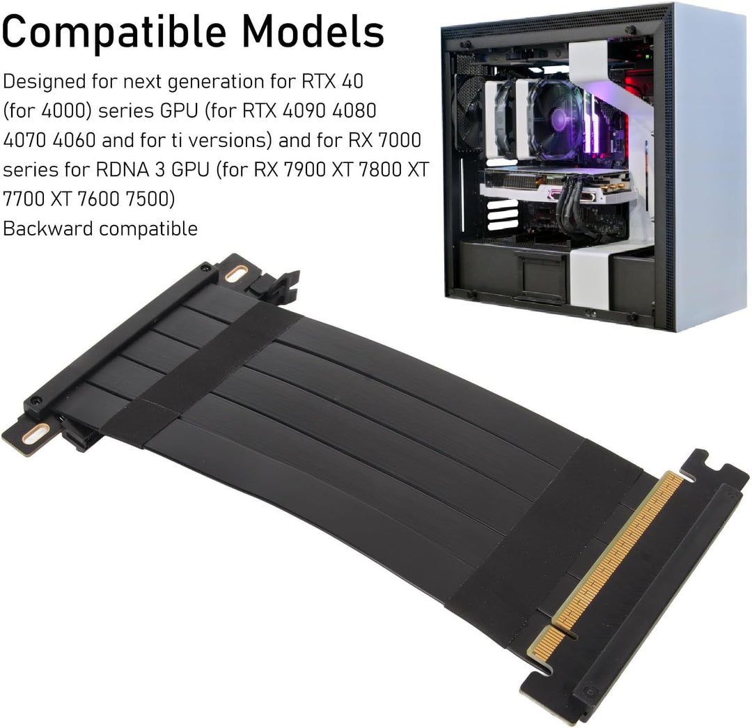 ASHATA PCIE 4.0 X16 Riser-Kabel, Hochgeschwindigkeits-Grafikkarten-Verlängerungskabel, Flexibles Dop