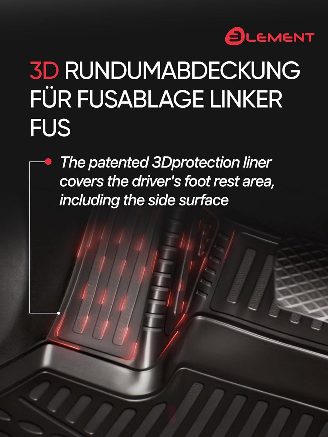 Element 3D Passgenaue Premium Antirutsch Gummimatten Fussmatten SEAT Alhambra 2017-> MPV Mk2 7N 5-Te