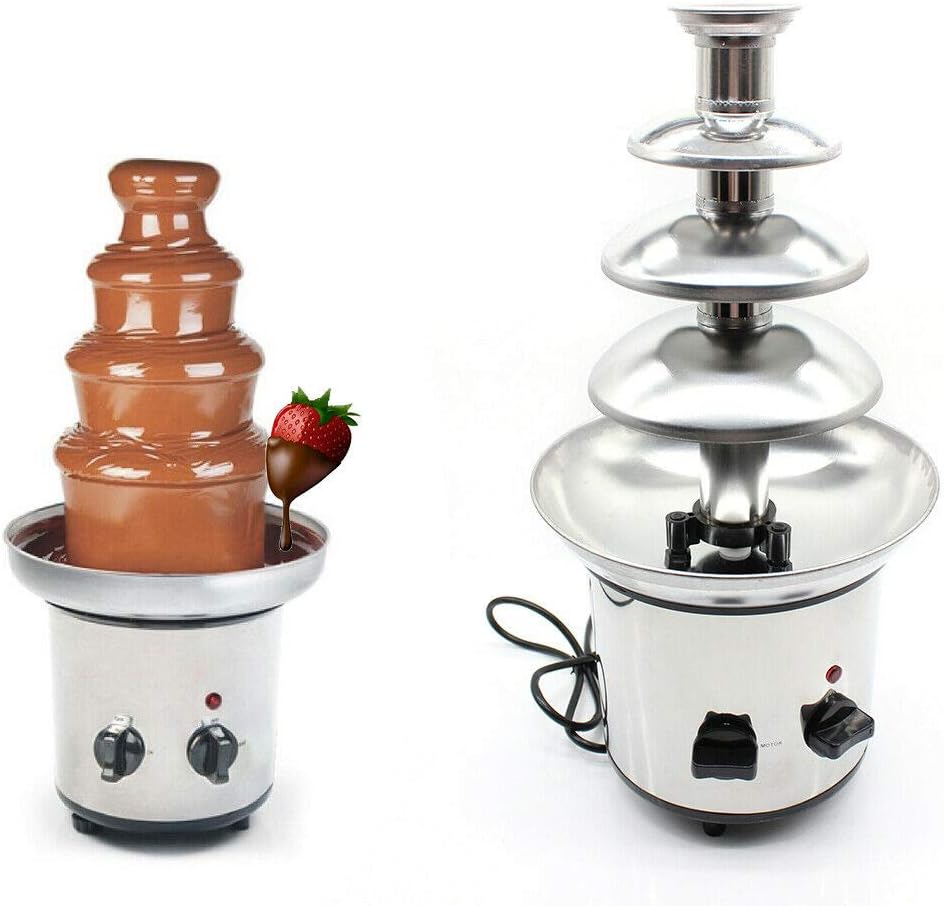 Schokobrunnen Schokolade Schokoladenbrunnen Chocolate Fountain mit Schmelzfunktion Edelstahl 4 Etage