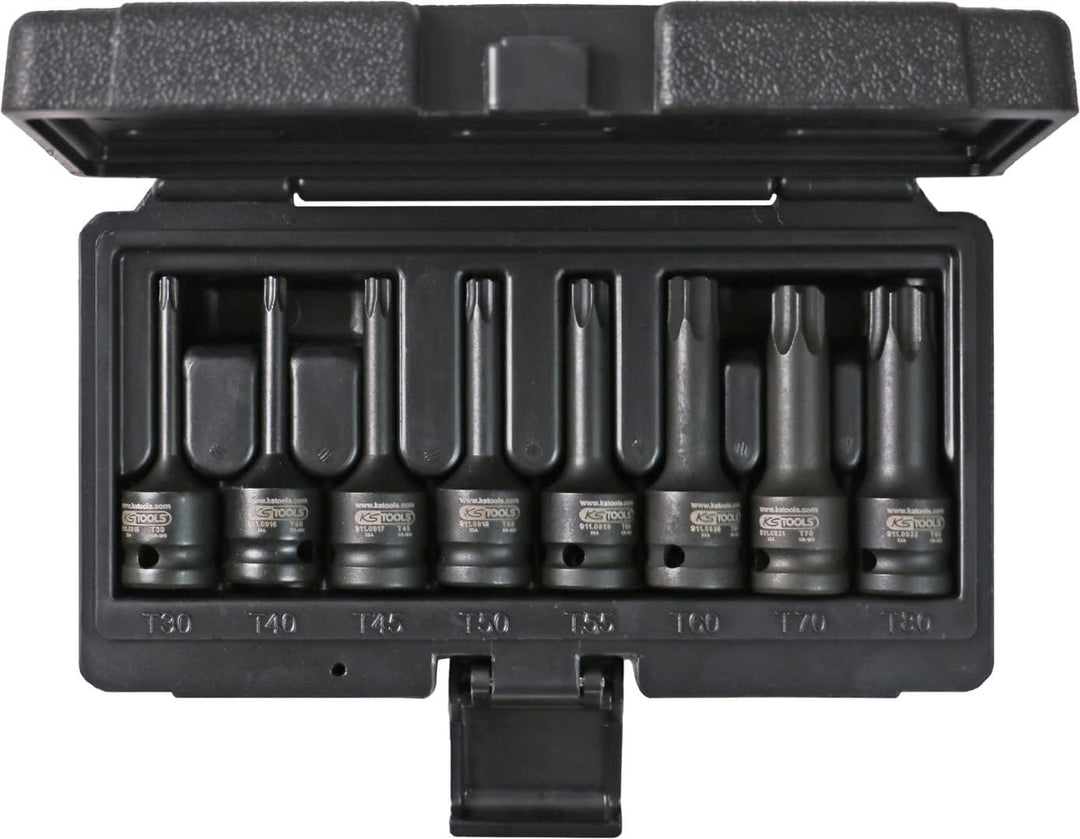 KS Tools 911.0901 1/2" Kraft-Bit-Stecknuss-Satz TX, 8-tlg., T30-T80