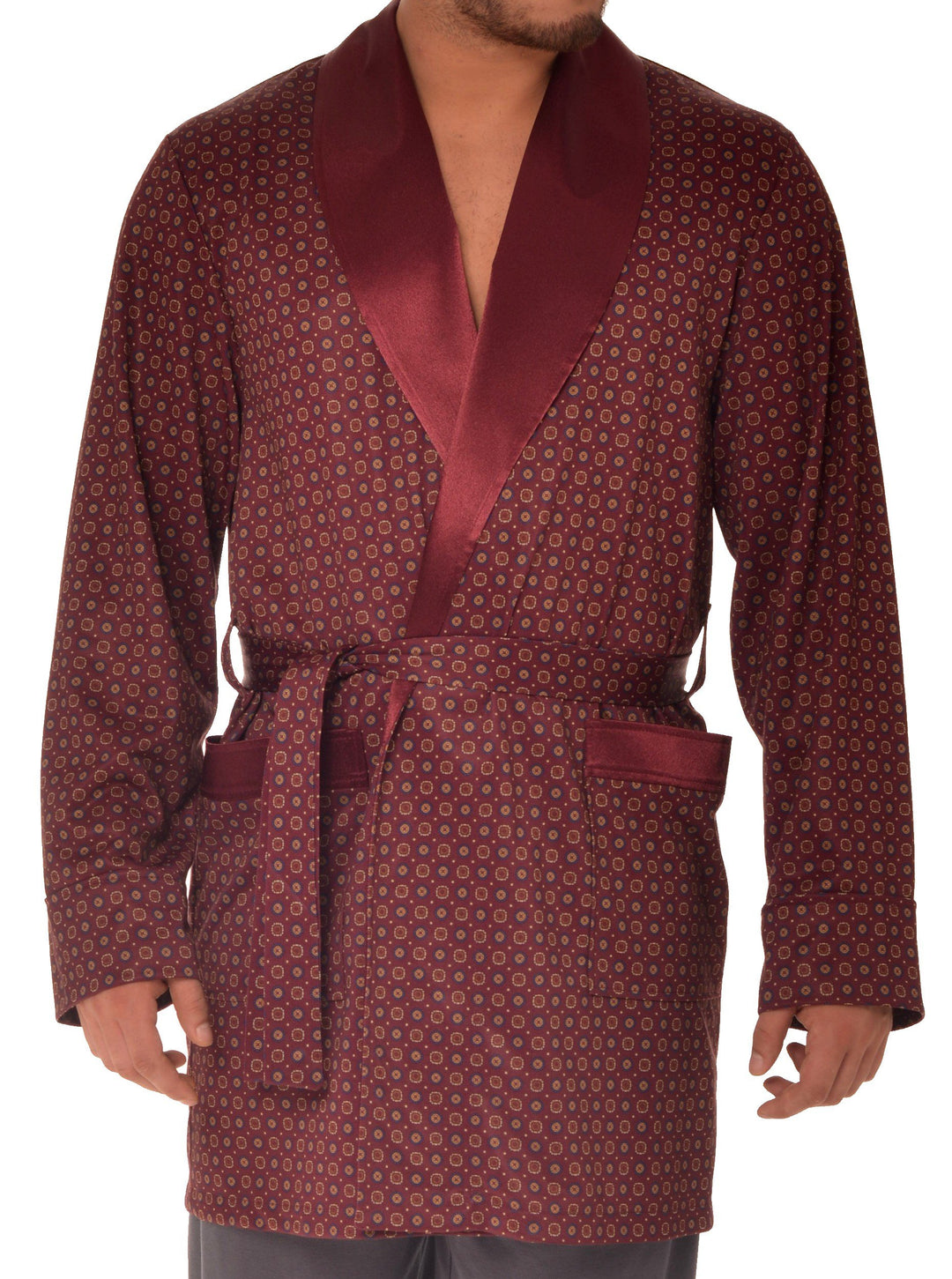 Herren Morgenmantel - Revise Brais RE-503 - Kurz - Dünn und leicht M Bordeaux rot, M Bordeaux rot