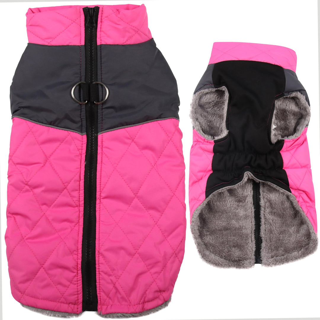 JoyDaog Warme Fleece Hundemäntel für grosse Hunde, D-Ringe wasserdichte Hundejacke für kalten Winter