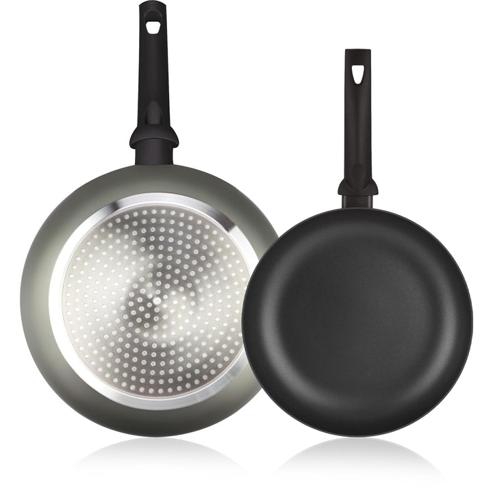 ALZA Giro - Pfannen-Set, Grau, 20 + 24 cm, dickes gepresstes Aluminium, Antihaftbeschichtung, doppel