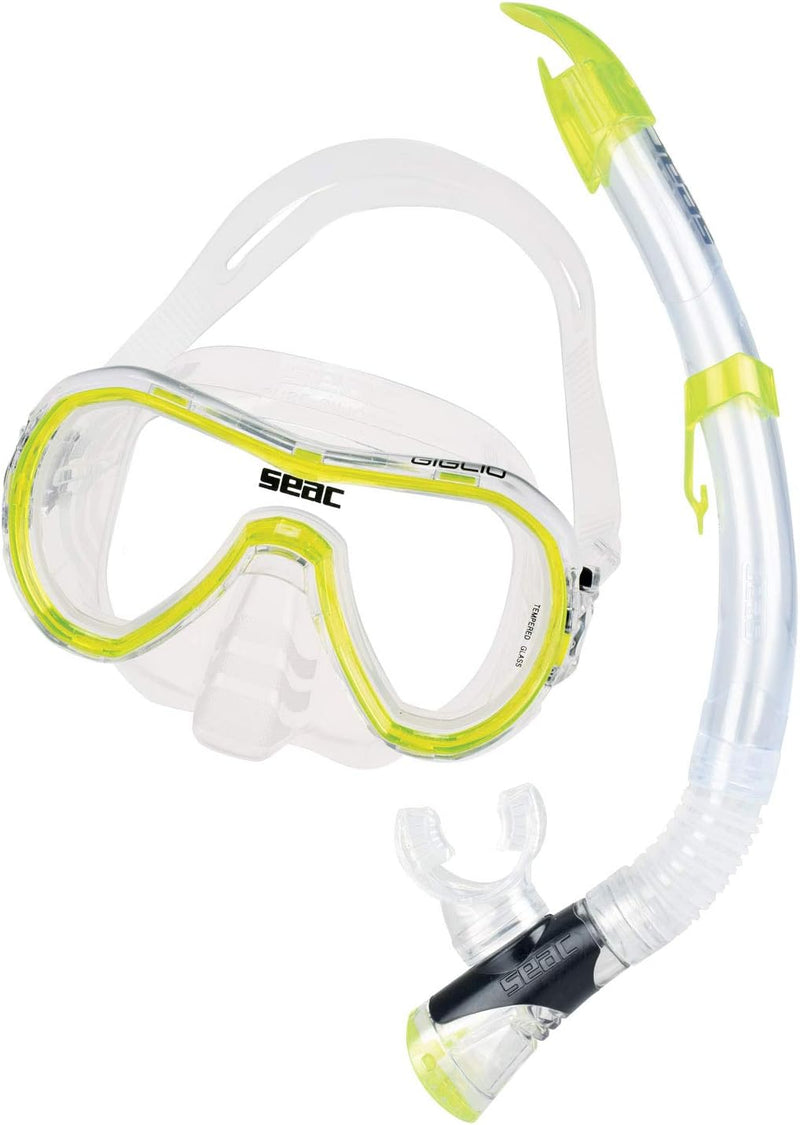 Seac Unisex Jugend Set Giglio MD Valve Schnorchelset mit Maske und Schnorchel mit Wasserausblasventi