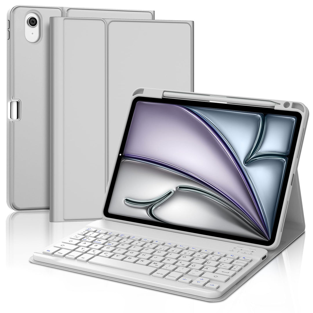 Für iPad Air 11 (2026 M4) Hülle mit Tastatur für 6./7./8. Generation M2/M3/M4, Abnehmbare Bluetooth