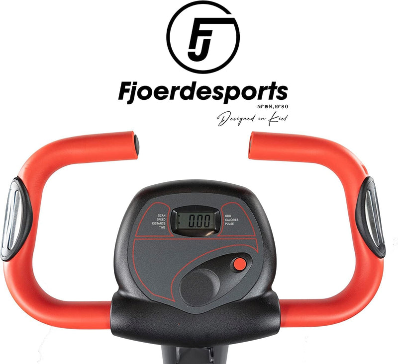 Fjoerdesports faltbarer Fahrradtrainer, Heimtrainer, Fitnessfahrrad LCD Trainingscomputer, klappbare