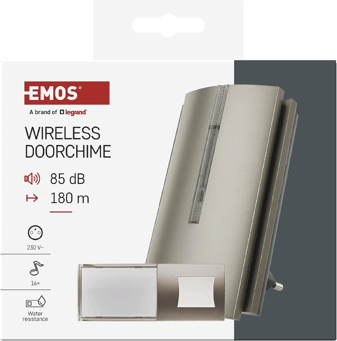 EMOS Kabellose Türklingel/Funkklingel Set mit Repeater Funktion und USB-C-Port - unbegrenzte Reichwe