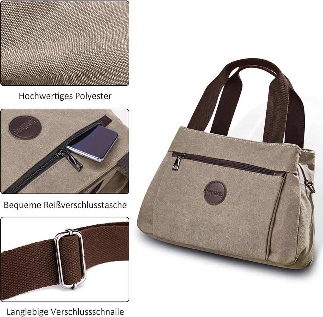 DORRISO Mode Umhängetasche Damen Canvas Handtasche Reise Schultertasche Casual Multifunktionale Umhä