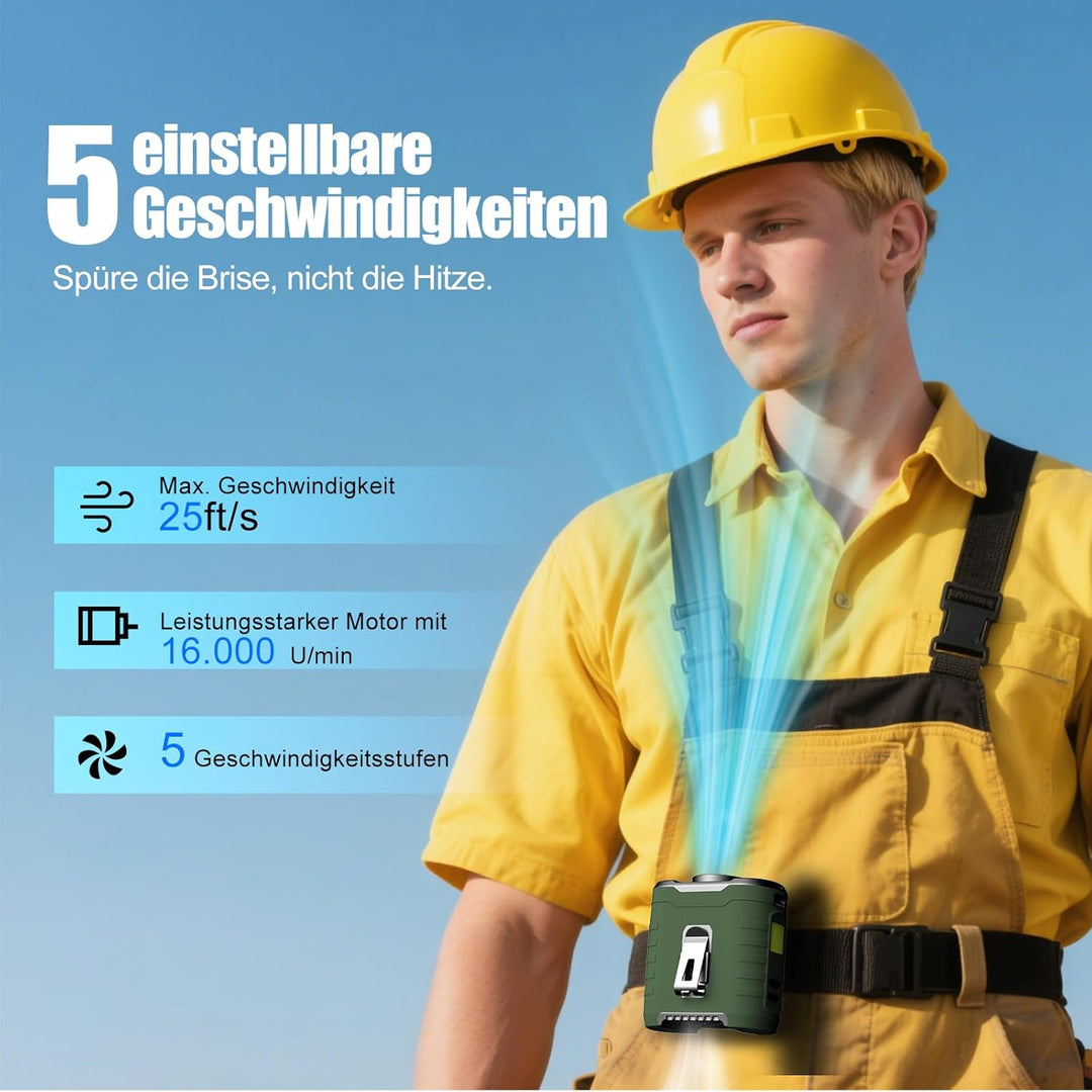 6-in-1 Taillen Clip Ventilator, Ventilator Akku 10000 mAh,5 eschwindigkeitsstufen, 8–41h Laufzeit US