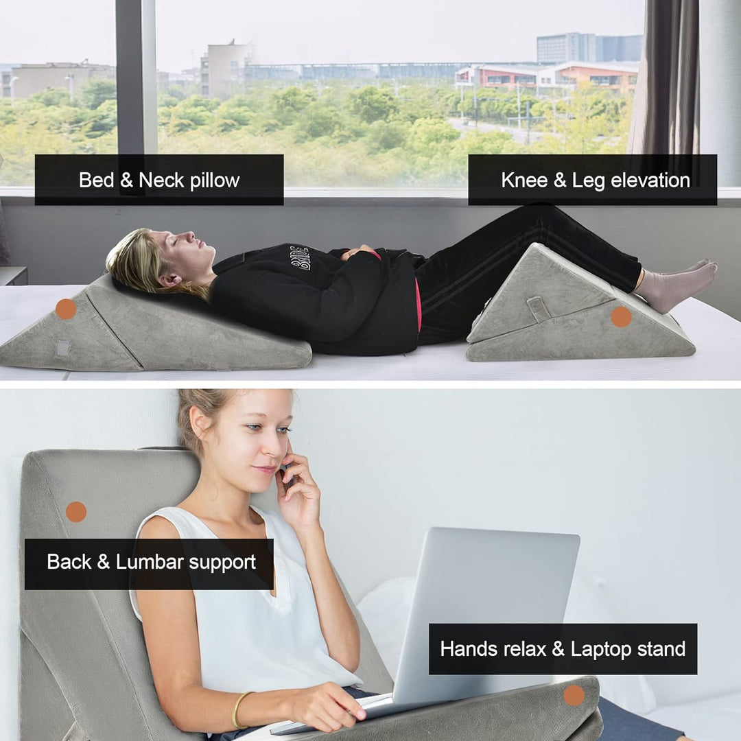 GIANTEX Keilkissen Bett Multifunktions-Keilkissen, Rückenkissen Memory Foam, Bücherkissen Lesekissen