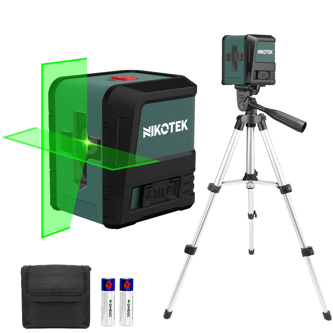 Laser Wasserwaage mit 66cm-Stativ, Nikotek Selbstnivellierende GrüneKreuzlinienlaser, Horizontale un