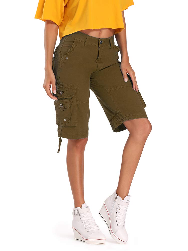Aeslech Shorts für Frauen mit mehreren Taschen, Cargo-Casual Sommer 16 Coffee, 16 Coffee