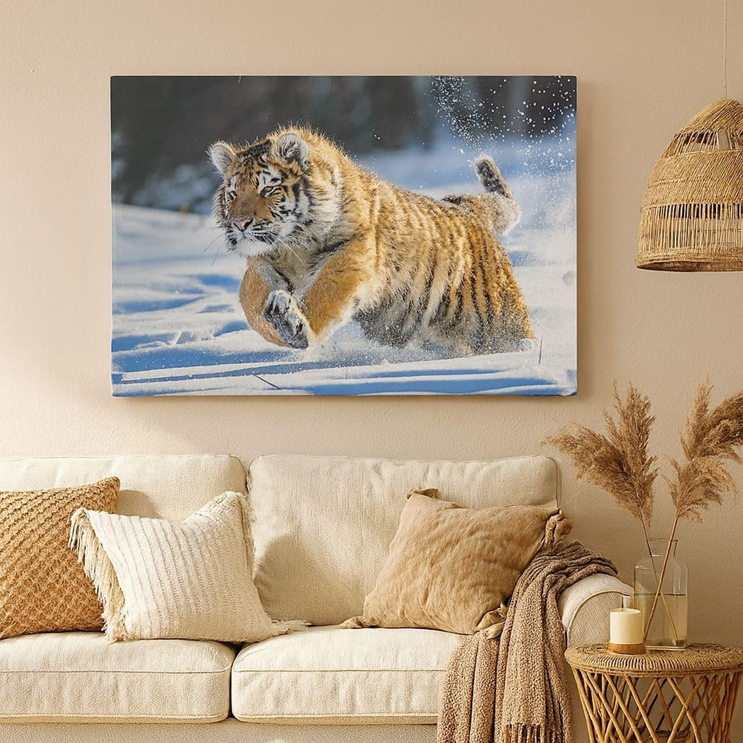 ARTTOR Bilder auf Leinwand 100x70cm Leinwandbild mit Rahmen tiger tier Gross Wanddeko Bild Schlafzim