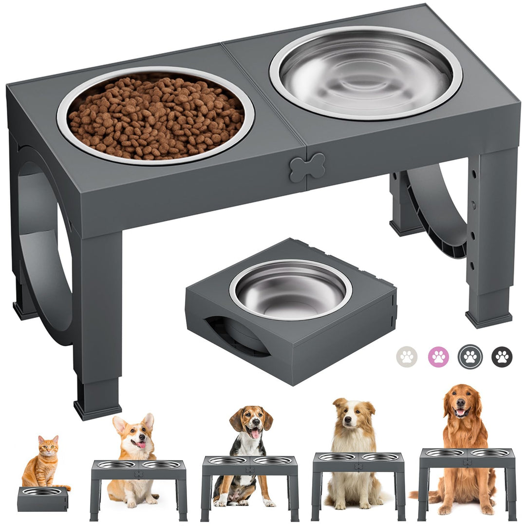 X XBEN Erhöhter Hundenapf, 5 Höhenverstellbar Futternapf für Kleine Mittlere Grosse Hunde, Futtersta