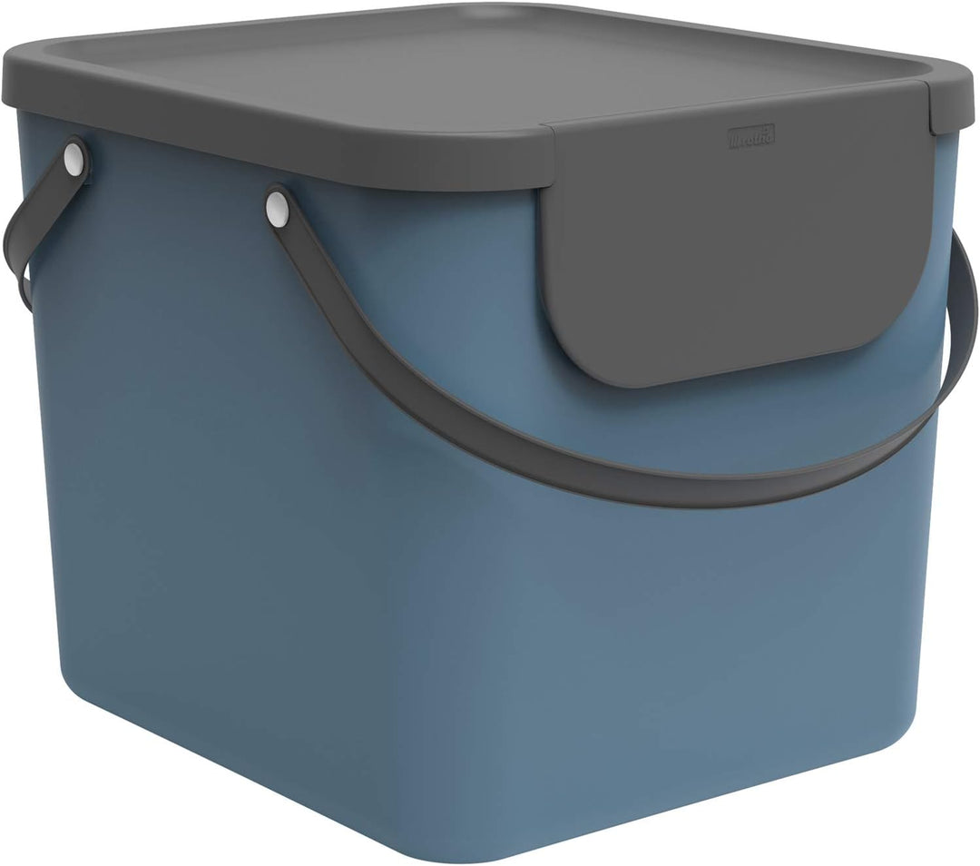 Rotho Albula Mülltrennungssystem 40l für die Küche, Kunststoff (PP), blau/anthrazit, Blau/Anthrazit