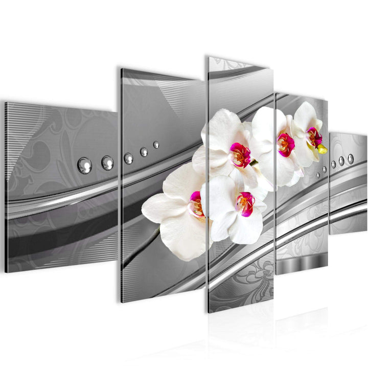 Runa Art Wandbilder Blumen Orchidee 5 Teilig Bild auf Vlies Leinwand Deko Wohnzimmer Abstrakt Rosa G