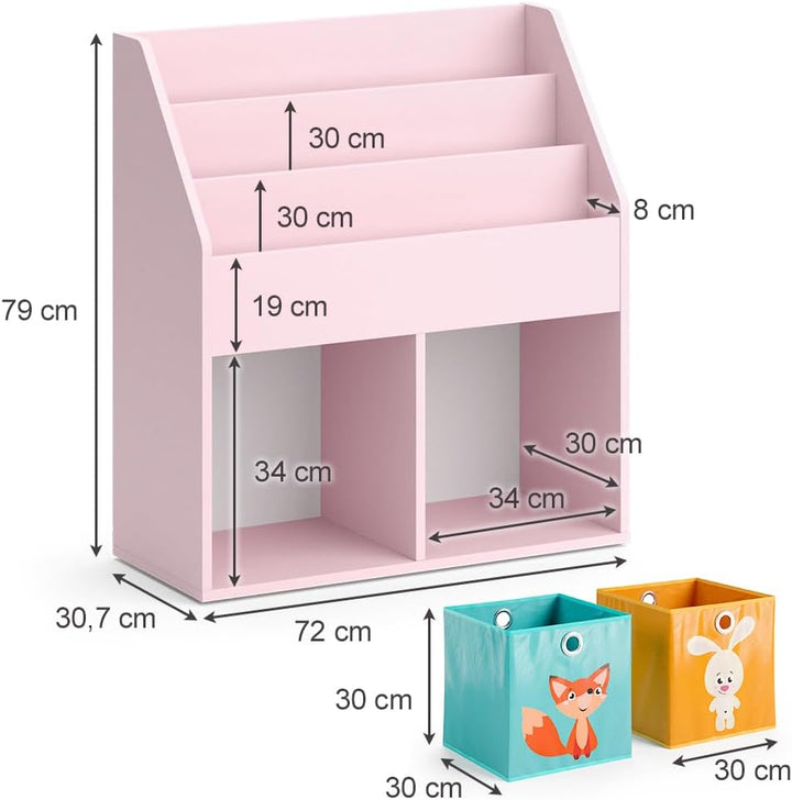 Vicco Kinderregal Rosa Luigi mit 2 Faltboxen (Fuchs, Hase) - 72x79x31 cm hergestellt aus Spanplatte