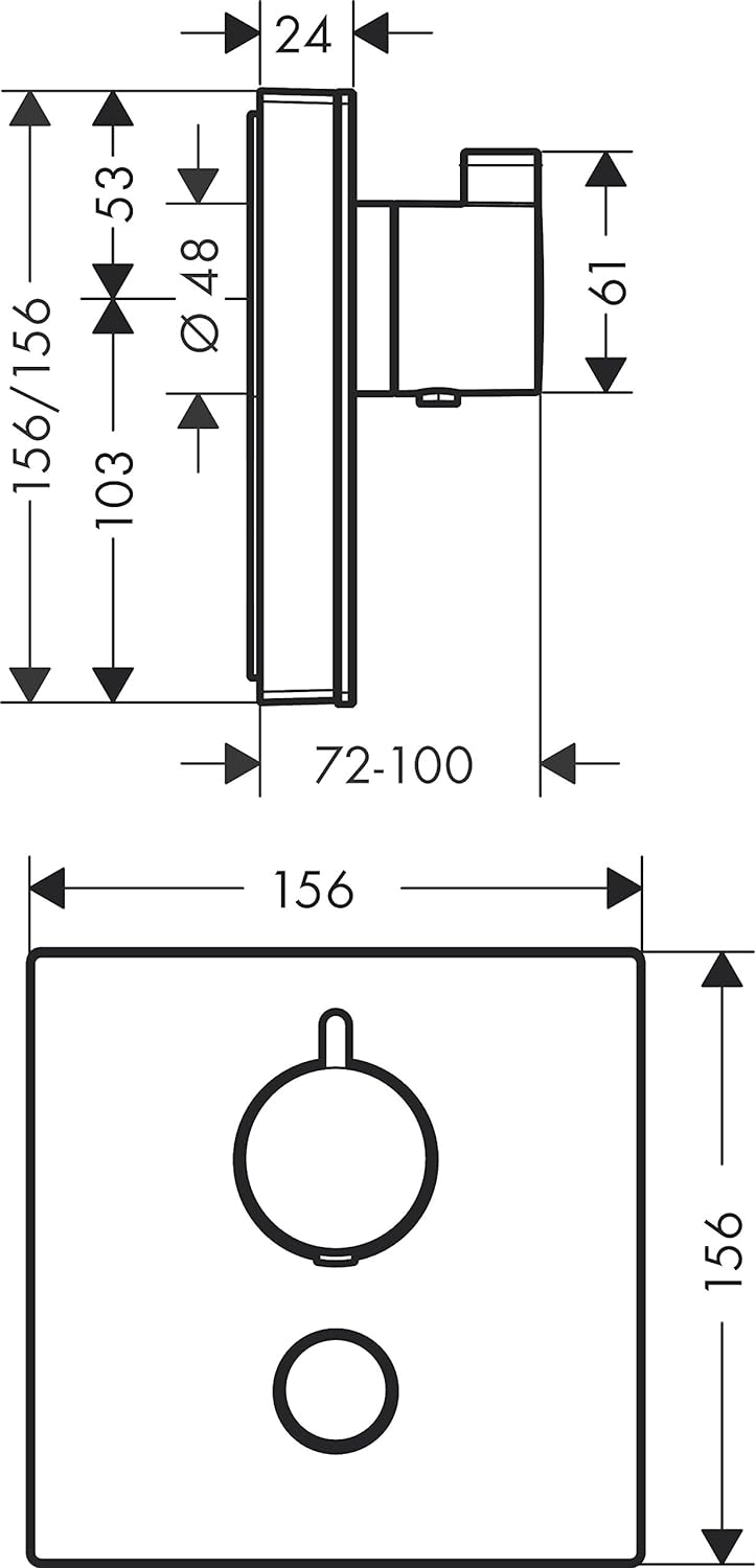 hansgrohe ShowerSelect Glas Unterputz Highflow-Thermostat, für 1 Funktion mit zusätzlichem Abgang, W