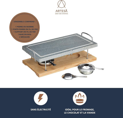 Artesà Hot Stone Grill, Gourmet-Tischgrill, Steingrill für Steaks, Meeresfrüchte und Gemüse, 41,5 x