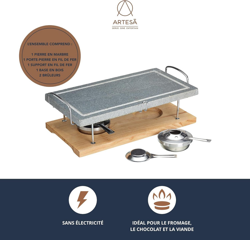 Artesà Hot Stone Grill, Gourmet-Tischgrill, Steingrill für Steaks, Meeresfrüchte und Gemüse, 41,5 x