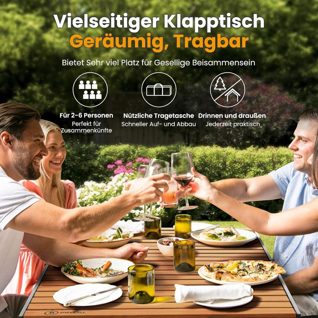Join Nature Campingtisch Klappbar Bis 100KG mit Tragetasche Alu Klapptisch für 6 Personen - Roll Up