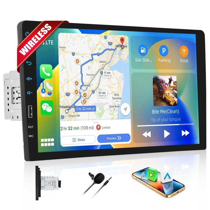 CAMECHO 1 DIN Radio mit Carplay Wireless Android Auto, Autoradio mit 9 Zoll Bildschirm,Bluetooth Fre