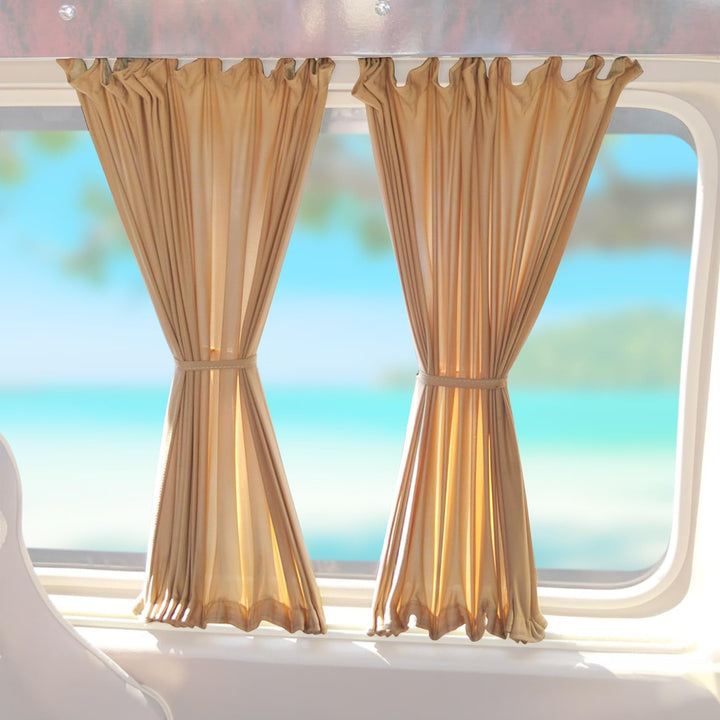 OMAC Gardinen Sonnenschutz kompatibel mit Ford Transit 2014-19 Mittel Doppelhecktür L2 Beige 14x Bei