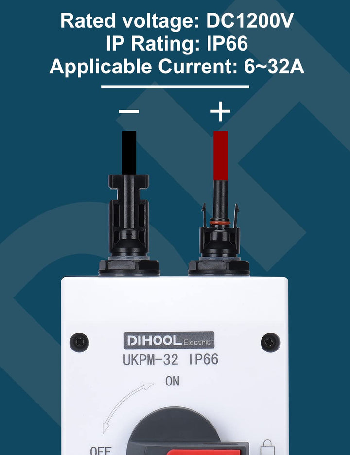 DIHOOL DC Trennschalter Leistungsschalter IP65 Wasserdicht 32a 1200V PV Combiner Box For Solaranlage