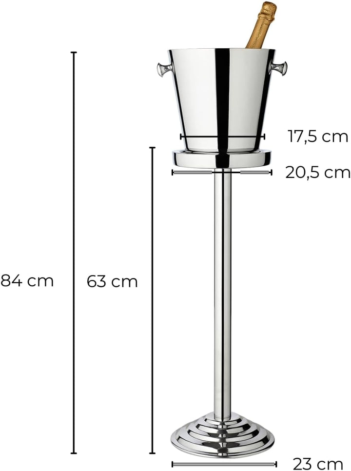 EDZARD Flaschenkühler Sevilla (Höhe 85 cm, Ø 23 cm) mit Griffen, mit Ständer, Edelstahl, hochglanzpo