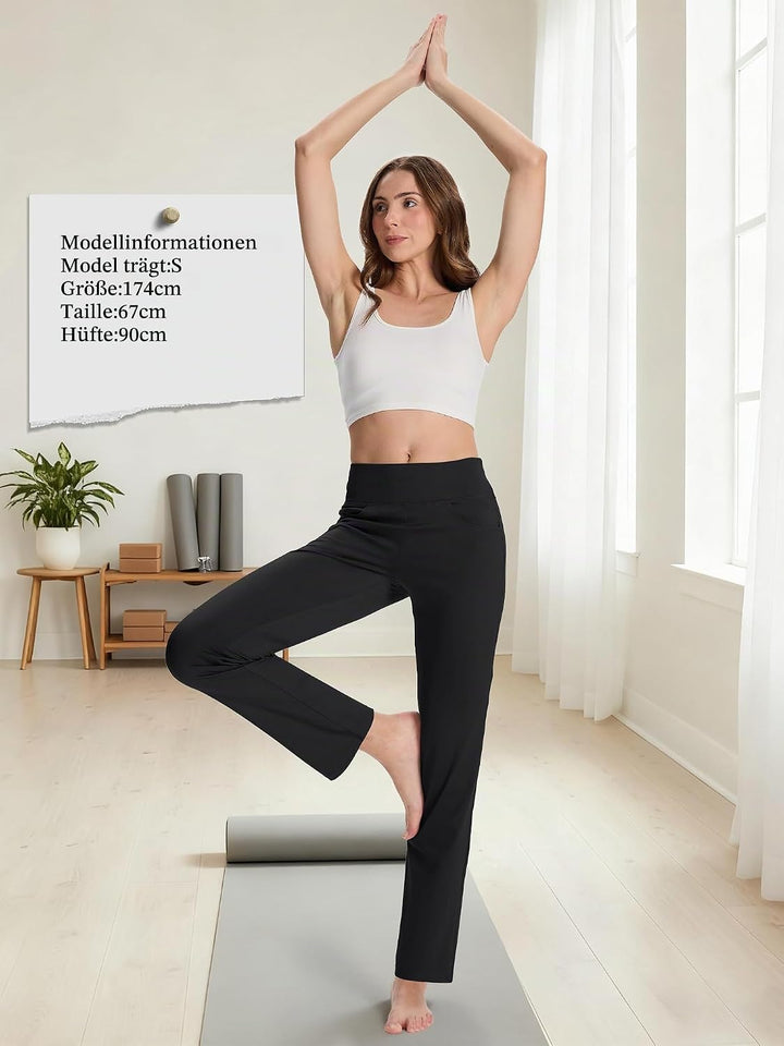 MOVE BEYOND Hose Damen HIgh Waist Mit Geradem Bein Stretch Hose Damen Für Yoga Business Sport Outdoo