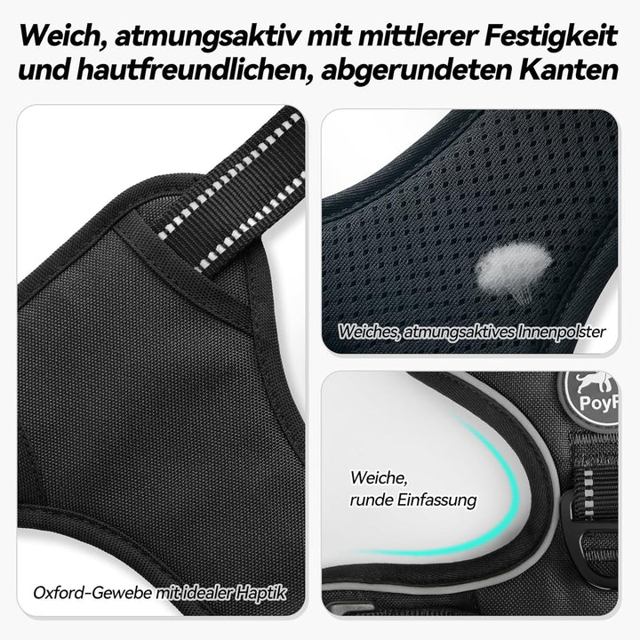 PoyPet Keine Pull Hundegeschirr Front Reflektierende Pet Weste für Hunde mit Einfache Kontrolle Grif