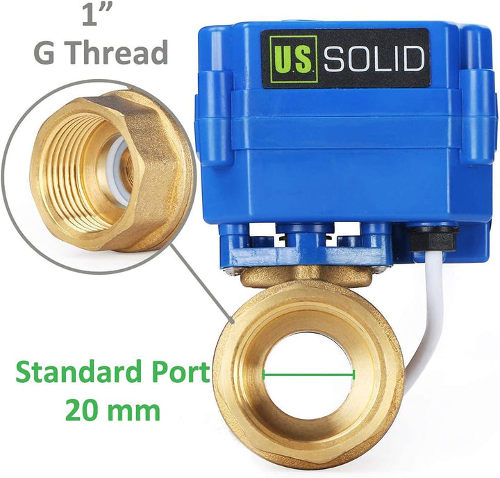 U.S. Solid 1" Motorkugelhahn Messing 2 Wege Elektrische Zonenventil, 9-24V AC/DC, 3 Drähte Messing 1